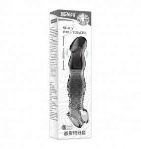 PLEASE ME - Scale-shaped Penis Sleeve (Transparent Black)